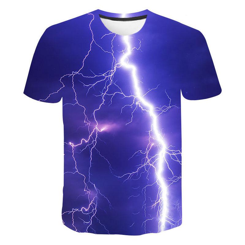 Summer Fashion Cool Lightning Graphic T Shirts Men Trend Casual Streetwear 3D Printed Leisure Sports Oversized t shirt Tops