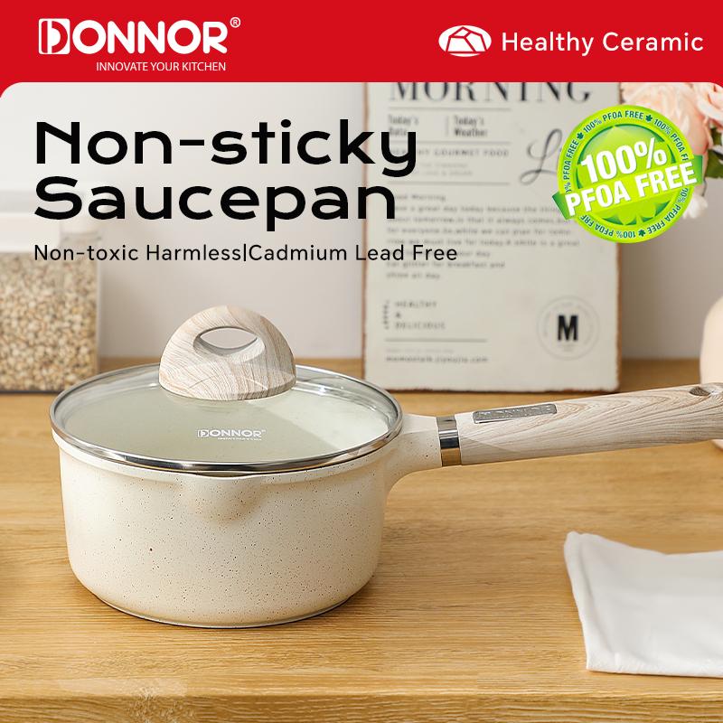 Donnor Milk Pot Non Stick Ceramic Glaze Baby Compliment Food Pot Porridge Saucepan Sauce Pot with Lid for Gas Induction Cooker