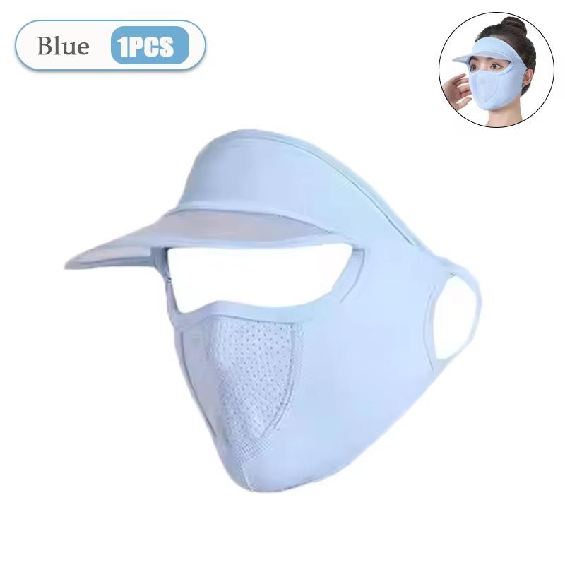 Summer Sunscreen Full Mask Anti UV Breathable Sun Hat Ice Silk Cooling Full Face Coverage Outdoor Cycling Sun Protection Hats