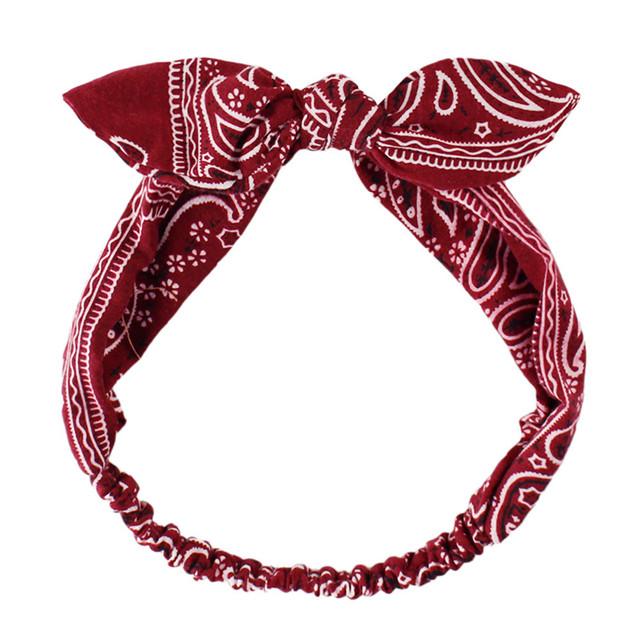 Bentite boho cu funde pentru femei Bandana vintage cachelure cu flori Imprimate bentiță elastică pentru ureche de iepure Bandaj cu imprimeu caju Accesorii drăguțe pentru păr