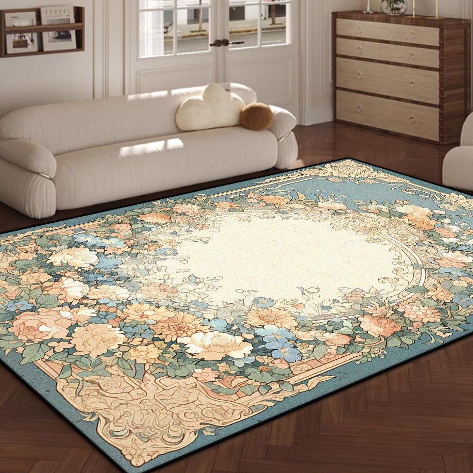 Tappeto Stile Floreale Pianta Nordica Soggiorno Decorazione Lusso Tappeto Morbido Floreale 200x300cm Camera da Letto Fondo Letto Tappetino Antiscivolo Lavabile