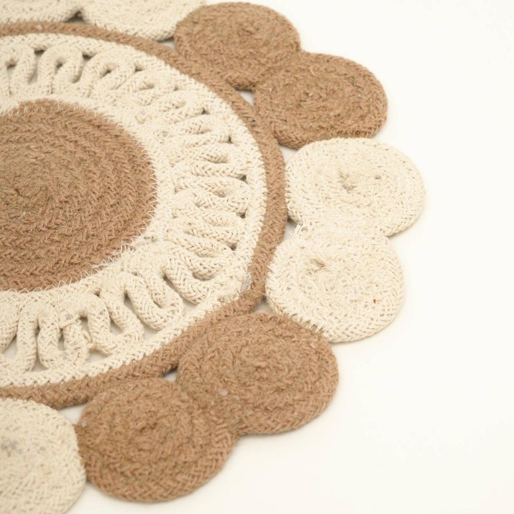 Beige Cotton Braided Placemat -Handcrafted Durable Table Mat for Dining