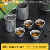 Camping Mug Set 304 Stainless Steel 4 Cups with Folding Handle Portable Tea Coffee Cup Lightweight for Hiking Travelling Picnic