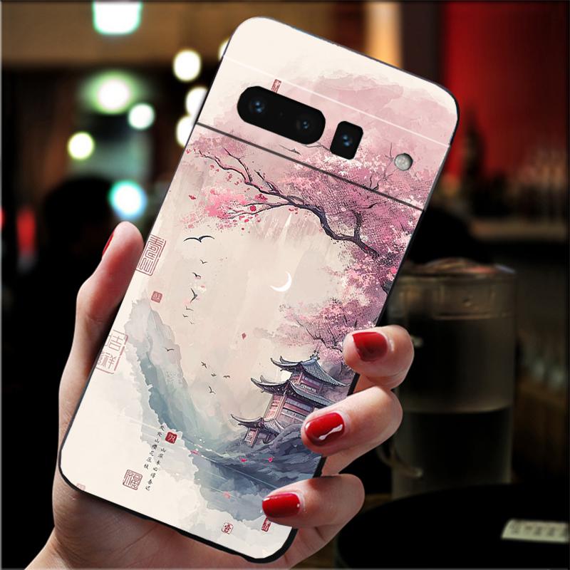 Phone Case For Google Pixel 10 Pro 9 Pro XL 9A 8 7 6 Pro Pixel 8A 7A 6A Pixel 8 7 6 5 Japan Sceneary Cherry Flower Mountain