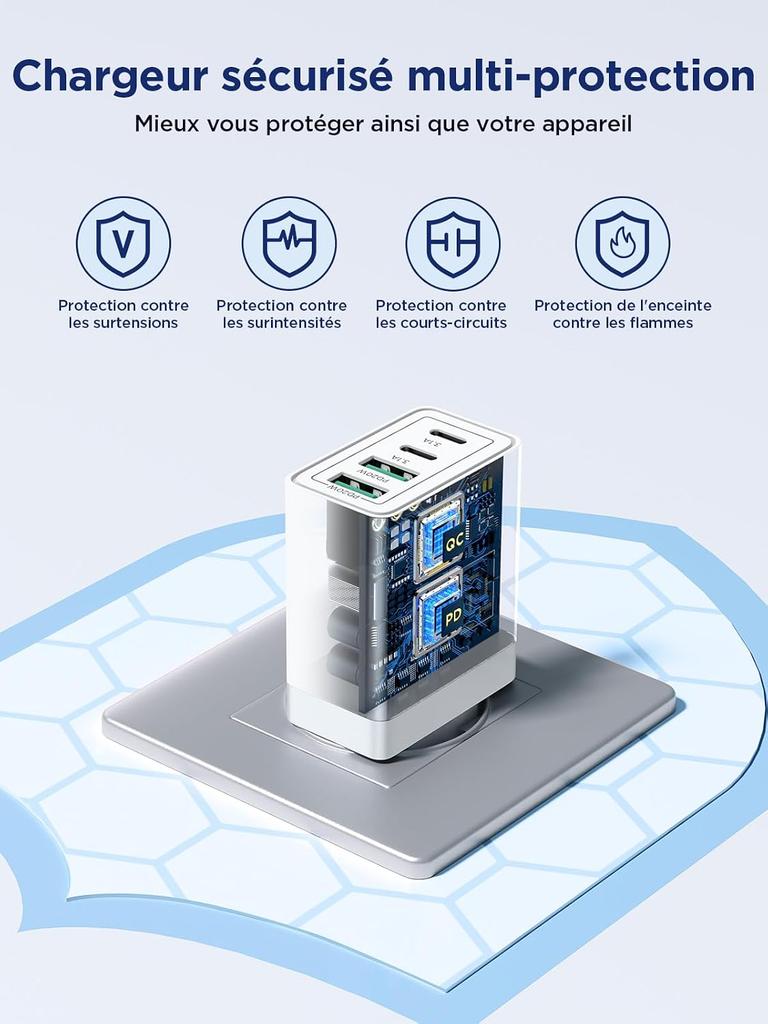 Aioneus USB C Charger, 40W 4 Port USB Plug Fast Charger iPhone, Multi Sector PD QC 3.1A Type C Adapter for iPhone   Mini SE, iPad, Samsung Galaxy
