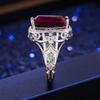 WOSIKATE Vintage Square Ruby Engagement Ring For Women  CopperFashion Jewellery Hollowed Out Zirconia Ring Accessories