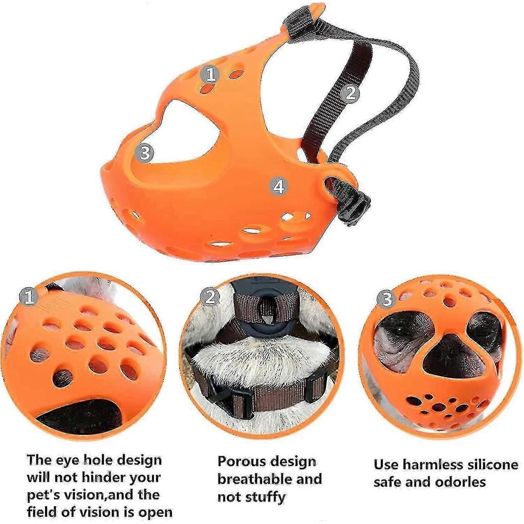 Dog Muzzle For Short Snout Dogs, Soft Silicone Muzzle For Biting Chewing, Ideal For Flat-faced Aggressive Dogs