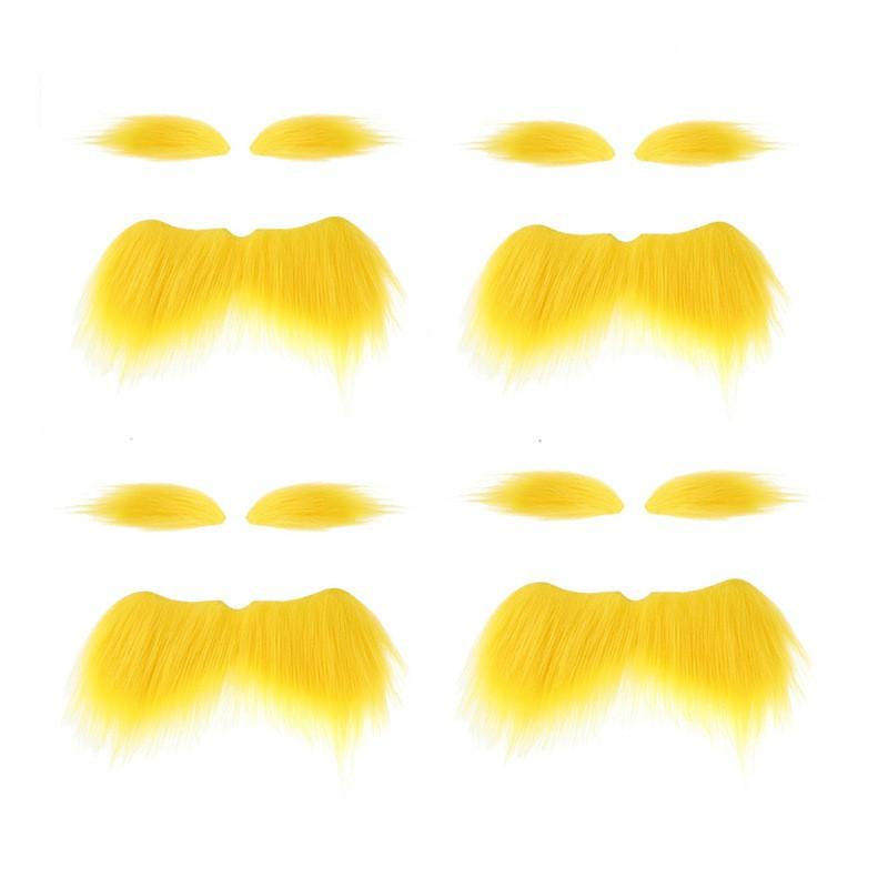 Funny Fake Mustache Set Costume Party Cosplay Halloween Christmas Dress Up - Ginger Yellow Beard Small Moustache Fox