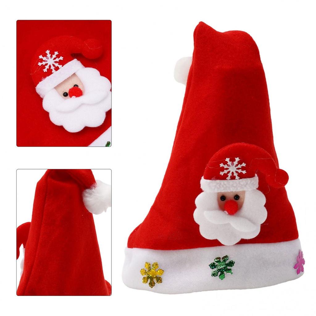 Adult/Children Christmas Santa Hat Non-woven Fabric Plush Fabric