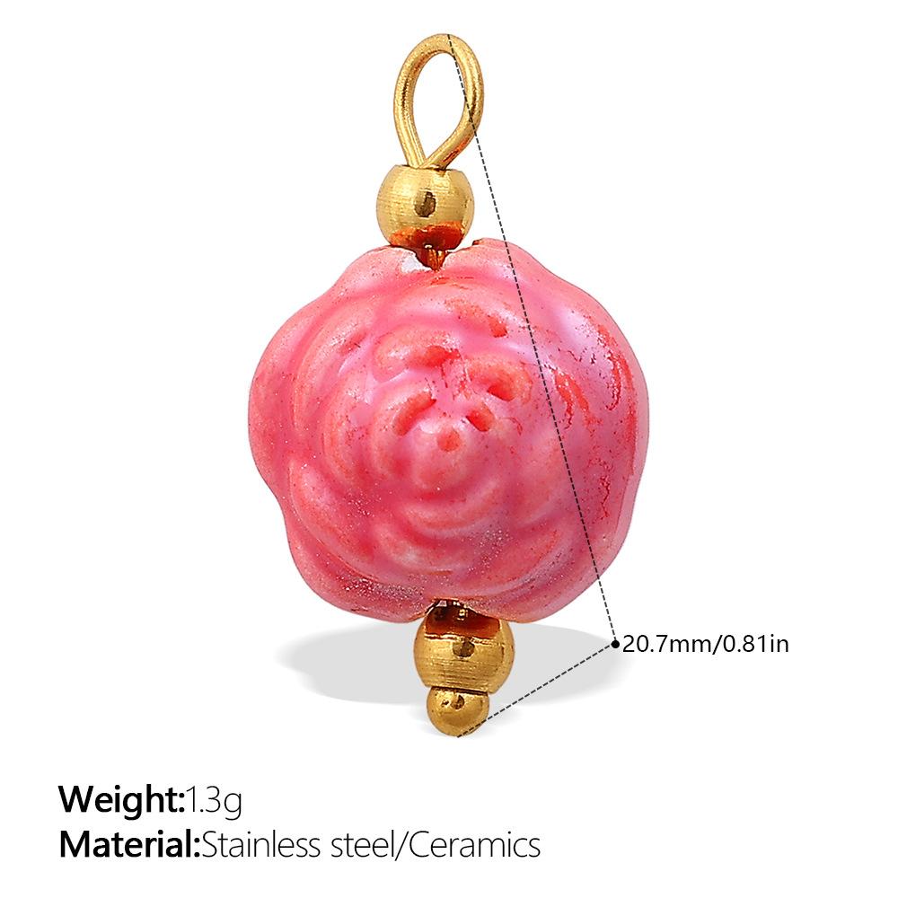European and American sweet and cool style DIY dopamine ceramic pendant stainless steel plated 18K gold creative jewelry collection