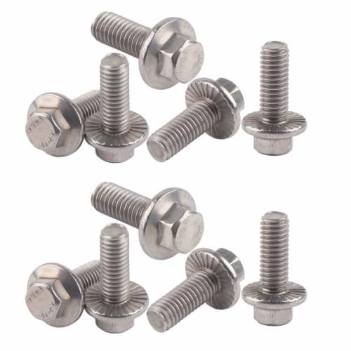 Hilitand Stainless Steel Flanged Hex Bolts, M6 x 30, Flange Bolt, Pack of 10 (M6 x 30)