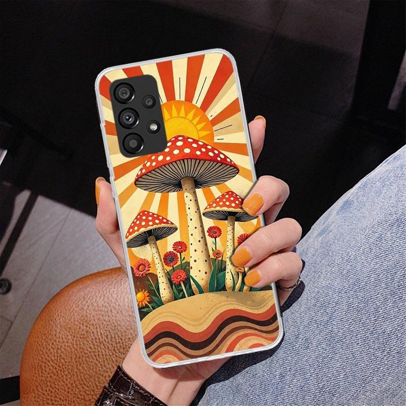 

Boho Hippy Mushroom Sunrise Phone Case For Samsung Galaxy A52 A32 A22 A12 A51 A31 A50S A30S A20S A10S Note 20 Ultra 10 Plus S10 Samsung A30S