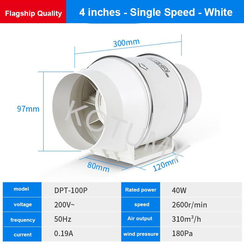 3/4/5/6/8 Inch Exhaust Fans Home Inline Pipe Duct Extractor Ventilation Kitchen Toilet Air Clean Ventilator Diagonal Flow Fan