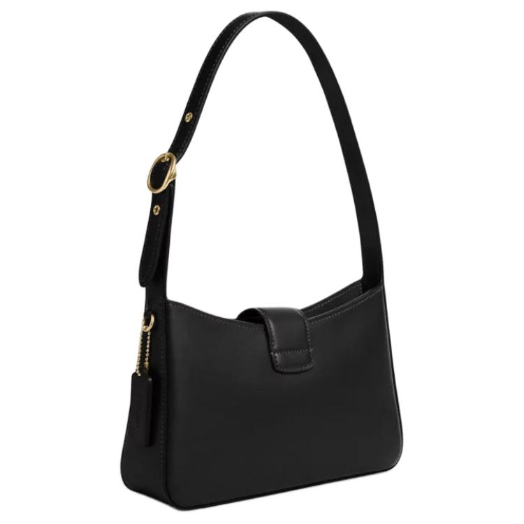 Coach Eliza 25 Cavallo e Carrozza Fibbia Metallica Borsa a Spalla in Pelle Media da Donna Borsa a Spalla Nera CAA93-IMBLK
