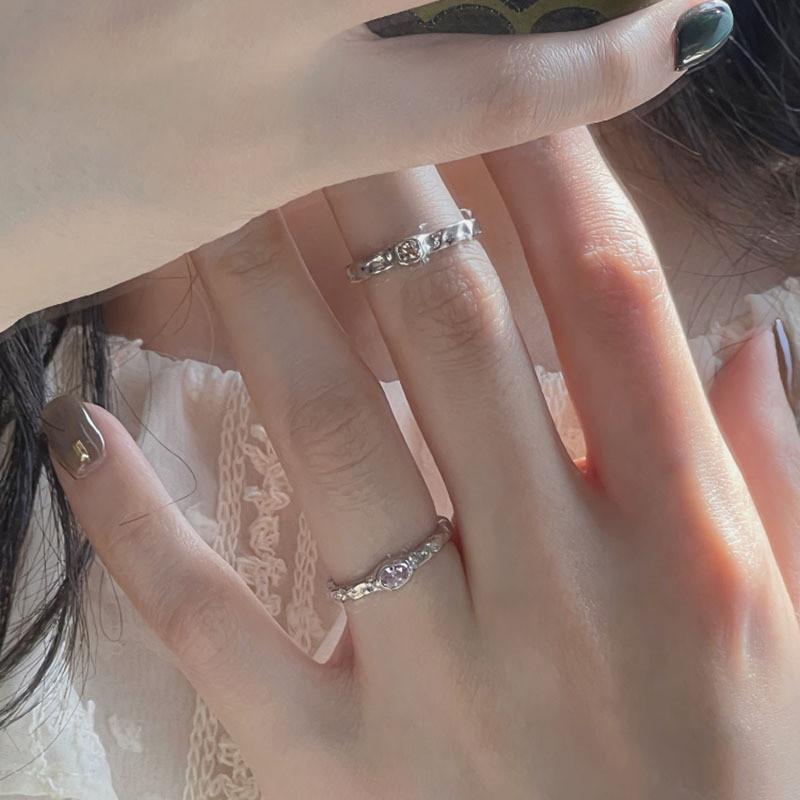 Stylish Geometric Adjustable Copper Ring For Women With Colorful Zirconia Stones