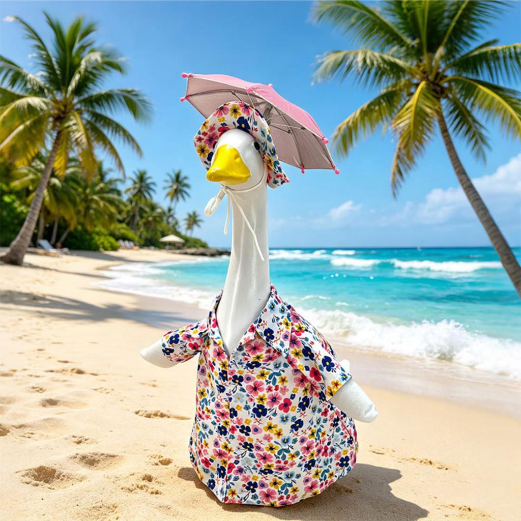 Floral Pattern Porch Dress Set for Geese Includes Dress Hat and Umbrella Suitable for Outdoor Use and Display Purposes Only