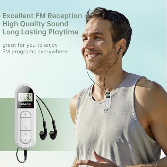 Mini Pocket Clip with Backlit LCD FM Radio Display And 3.5mm Headphones Adjustable