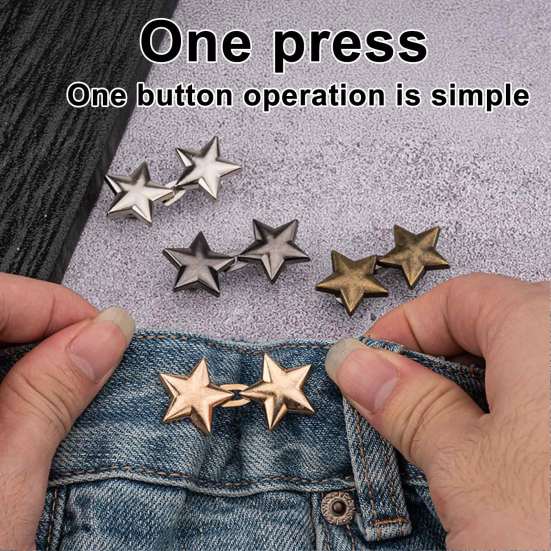 Reusable Jean Button Star Pants Waist Tightener Pin, Adjuster Buckle for Instant Jeans Dresses Skirts, No Sewing Clothing Decoration Accessories