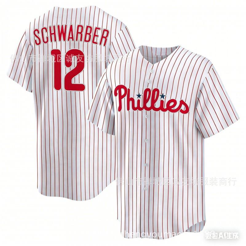 Embroidered Baseball Jersey Philadelphia 12 White SCHWARBER Mens Team Sports Top