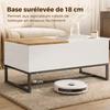 Extendable Coffee Table with Sliding Top, Hidden Storage, Steel Legs, White