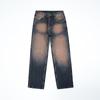 American old denim men's pants autumn and winter new high street straight jeans retro washed denim trousers men
