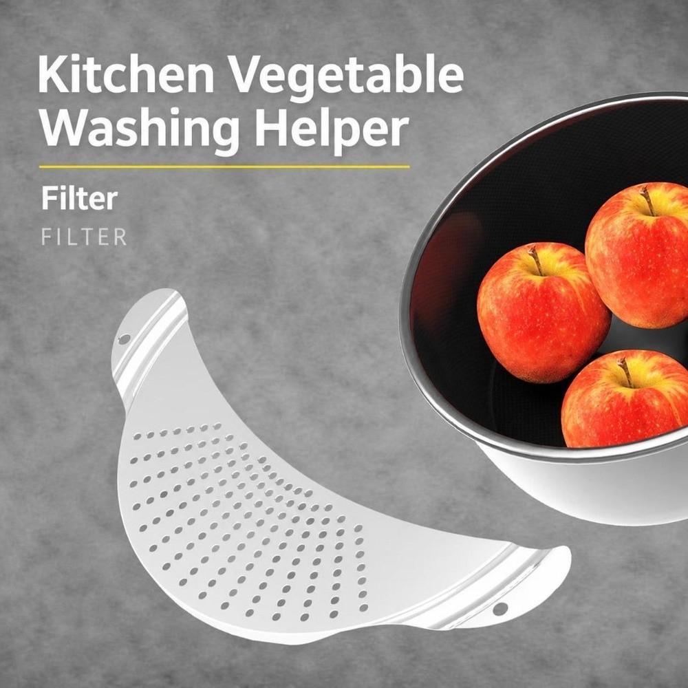 Multi Use Function Half Moon Skimmer Stainless Steel Drain Plate Practical Oil Strainer Draining