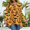 Women's Fashion Large Size Round Neck Long Sleeve Casual Halloween Print Loose Pullover Top