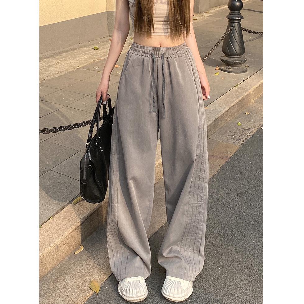 

Women s Striped Vintage Wide-Leg Floor-Length Casual Pants S for 80-95 lbs