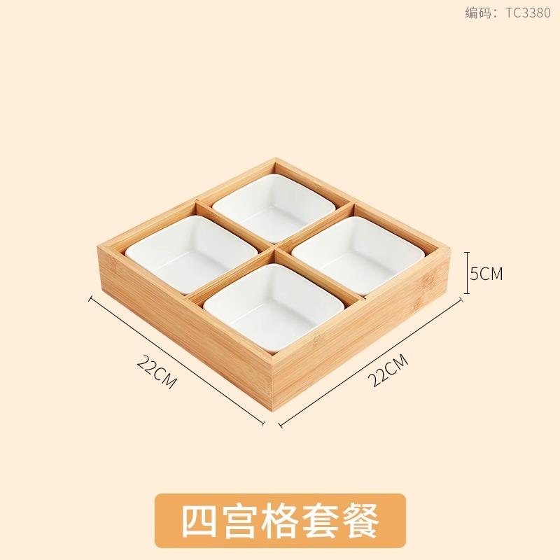 Farfurie de gustări din bambus, cu 9 compartimente de tăvi, farfurie japoneze pentru sushi, restaurant, oală fierbinte, platou de servire, masă de ceai, farfurie cu fructe uscate