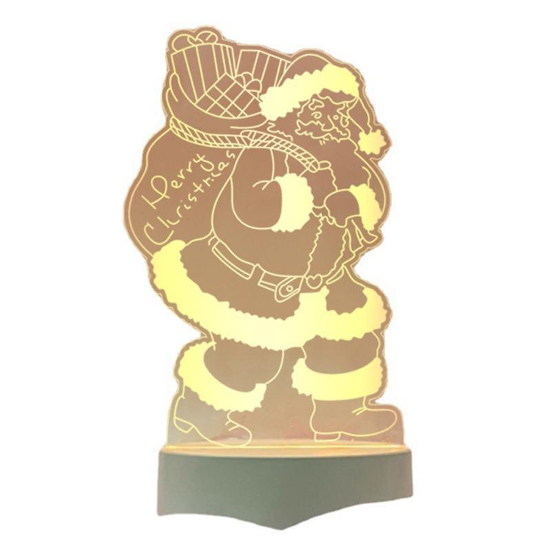 Luce Notturna 3D di Natale Babbo Natale Creativo Albero di Natale Lampada da Tavolo USB per Casa Camera da Letto