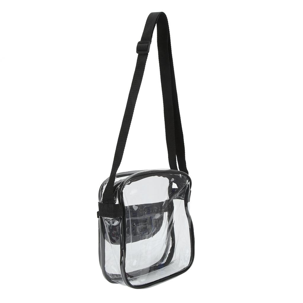Transparent Messenger Bag PVC Shoulder Bag with Adjustable Strap for Daily Shopping Beach Traveling