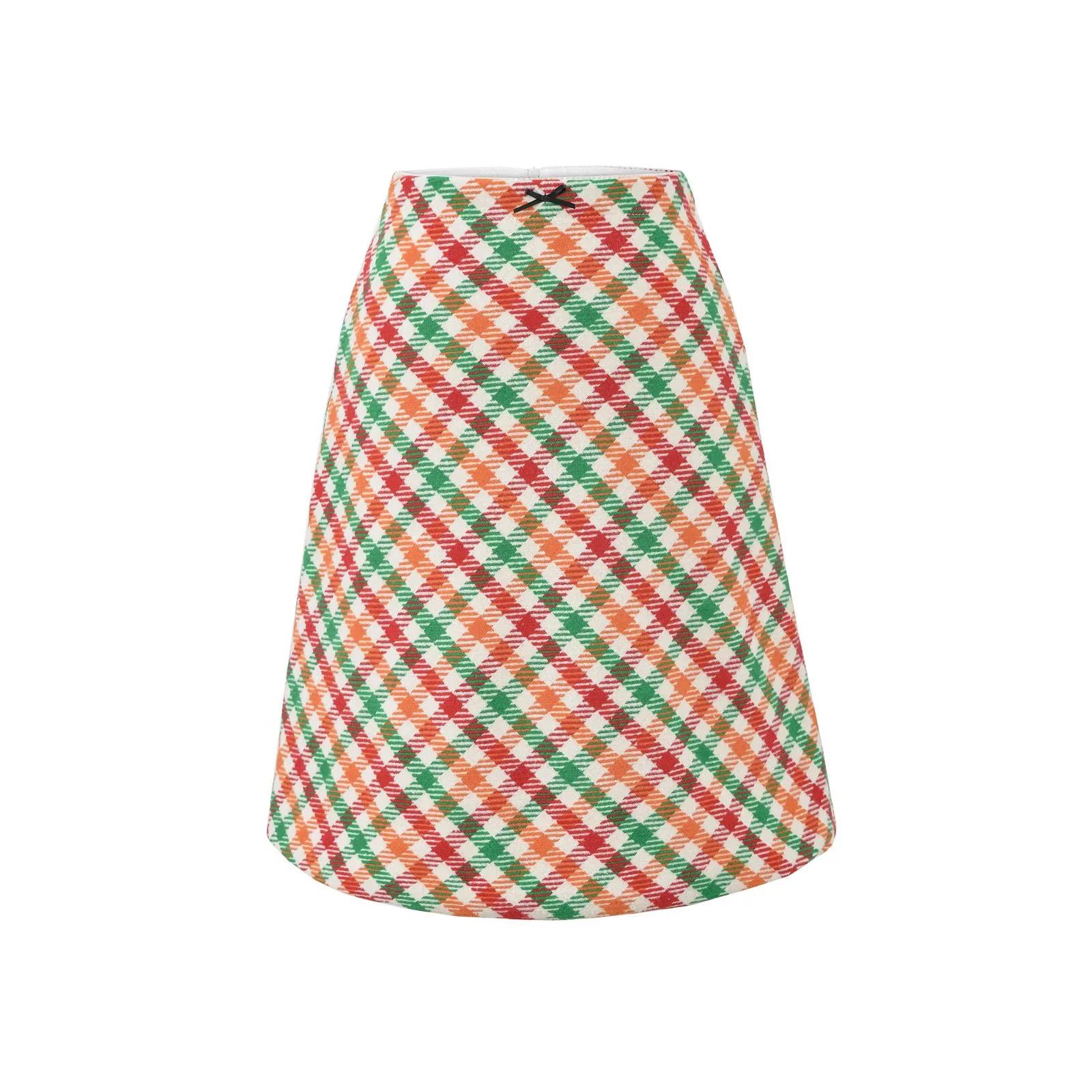 Petite Women s Retro Plaid High-Waisted A-Line Mini Skirt - Slimming, Versatile, Elegant Medium