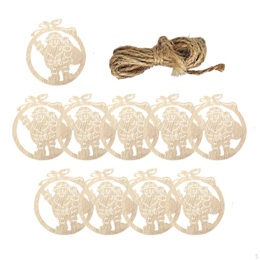 10 Pieces Unfinished Wooden Cutouts Christmas Tree Decoration Hanging Unpainted DIY