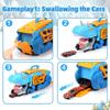Tyrannosaurus Truck Toys Dinosaur Swallowing Track Deformation Storage Car with Alloy Racing Car Foldable Transport Car Toy Gift