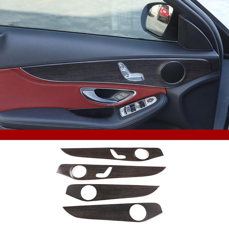 För Mercedes-Benz C-klass GLC W205 C180 2015- ABS Kolfiber Bilinteriör Dörrdekorationspanel Skyddslister Tillbehör