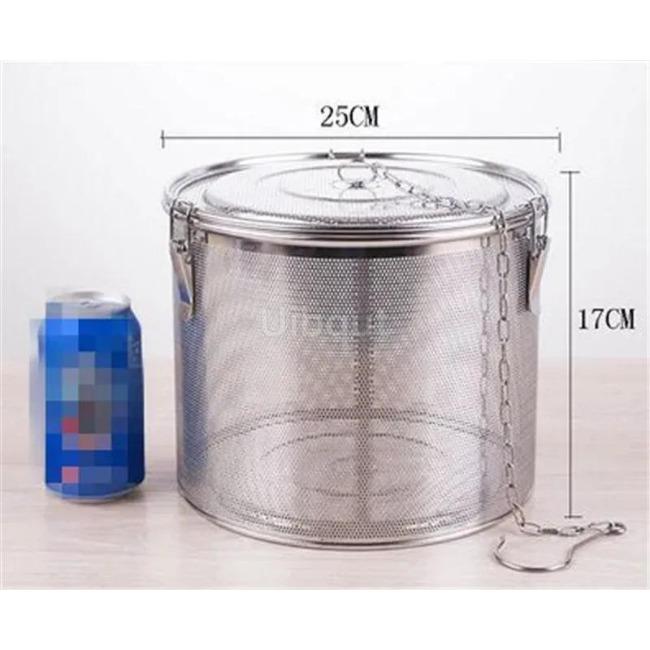 Kulatý otvor 304 nerezová ocelová kořenící taška na omáčku, polévku, chuť koření, košík, solný hrnec, oddělovač strusky, cedník, sítka