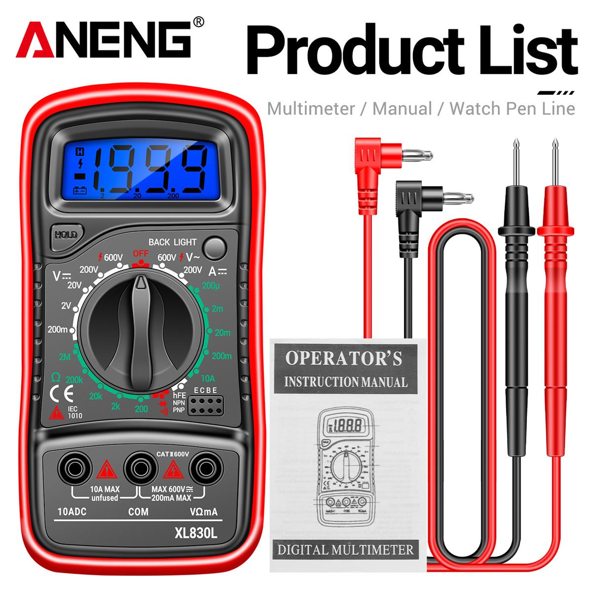 

ANENG XL830L Цифровий мультиметр Esr Meter Тестери Автомобільна електрика Dmm Транзистор Тестер Пік Тестер Метр Вимірювач ємності червоний