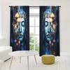 2-Panels Shakyamuni Buddha Lotus Flower Decorative Curtains   Semi Transparent Without Lining   Durable Polyester Fiber Curtains