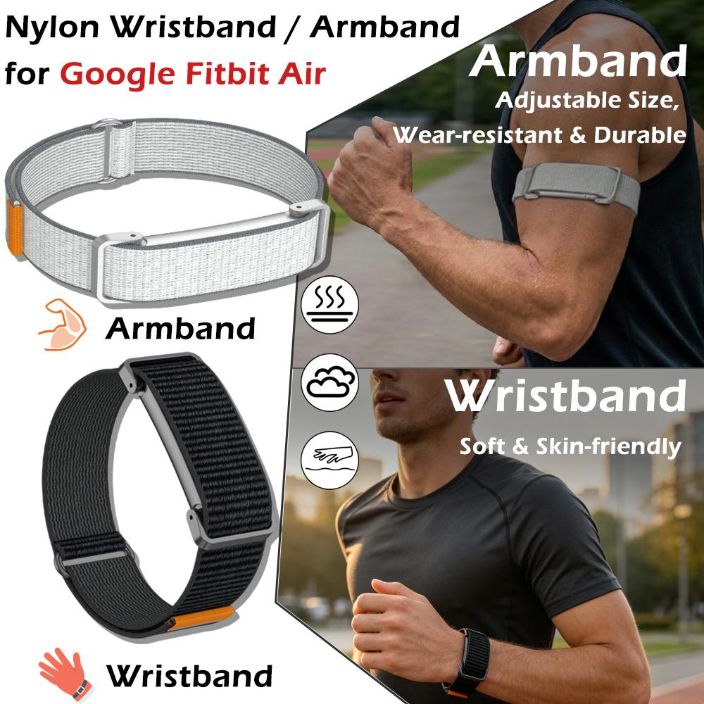 Sport Nylon Wristband Armband for Google Fitbit AirOne-Piece Lightweight Nylon Strap with Metal Frame for Google Fitbit Air