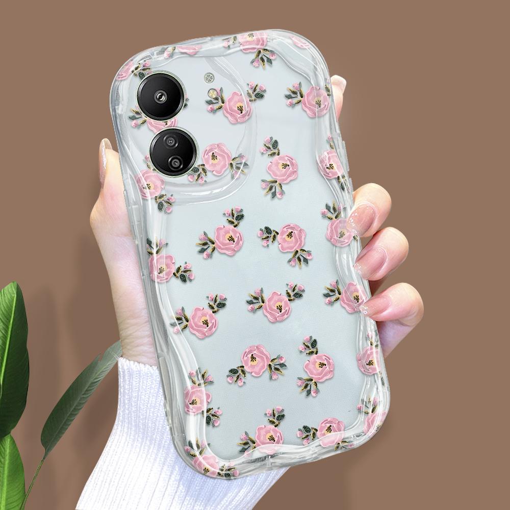 Cute Cartoon Pattern Cream Texture Casing Wavy Edge Soft Silicone Cover Phone Case for Xiaomi Redmi