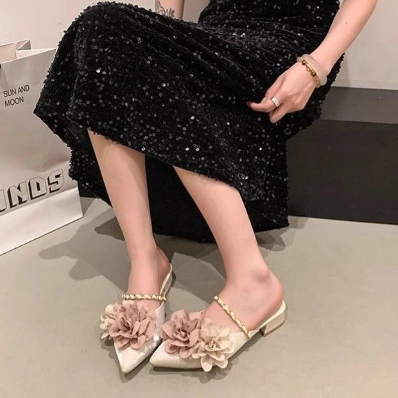 Fashion Women's Slippers and Ladies Sandals Flowers Slides Shoes Outside Elegant Fashionable 2025 Trend Summer Sale Designer Luxury Chic