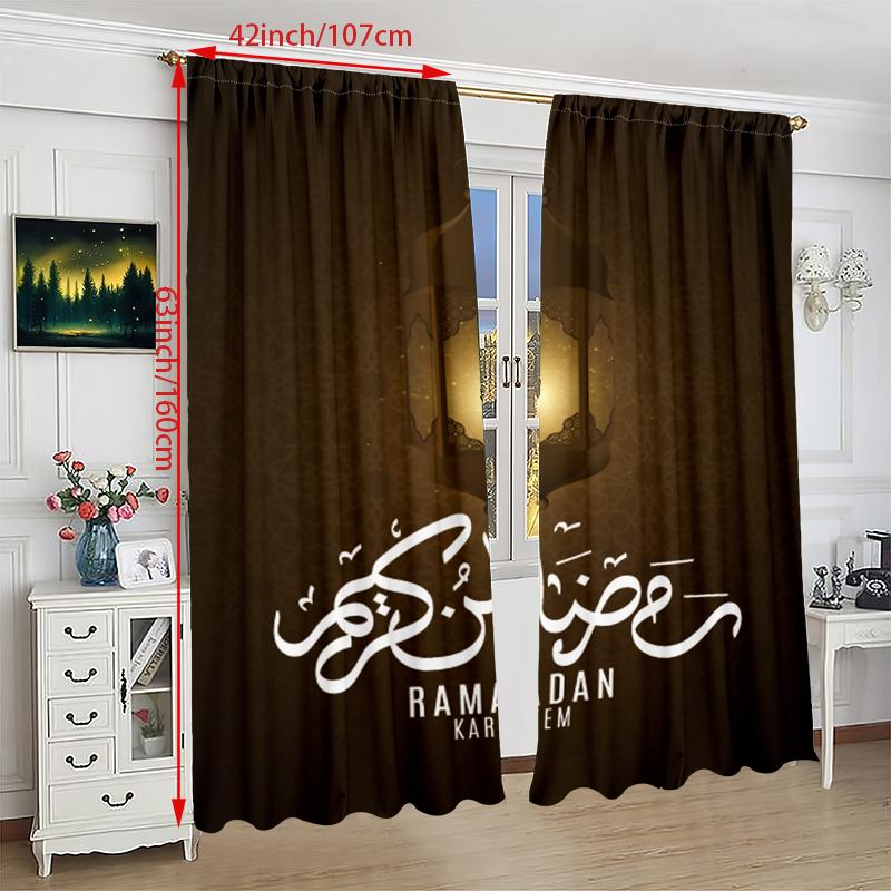 Eid Mubarak Lslámský Muslimský Ramadán Festival Stínící Závěsy Okenní Závěs pro Dekoraci Obývacího Pokoje Ložnice 2 Kusy