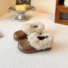 Winter-Plüschschuhe im Birkenstock-Stil für Mädchen: Warme Baumwoll-Hausschuhe mit dickem Sohle und Samt