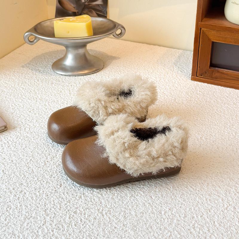 Winter-Plüschschuhe im Birkenstock-Stil für Mädchen: Warme Baumwoll-Hausschuhe mit dickem Sohle und Samt