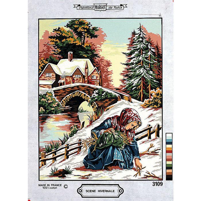 Canevas Pénélope Antique Scène hivernale 50x65cm