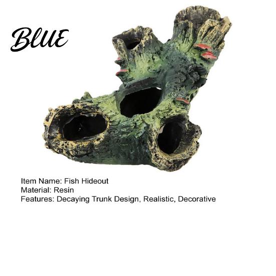 Aquarium Landscaping Decor Decaying Trunk Hide Decorative Betta Fish Hideout with Multiple Holes Resin Tank And Caves Log Hideout Cave for