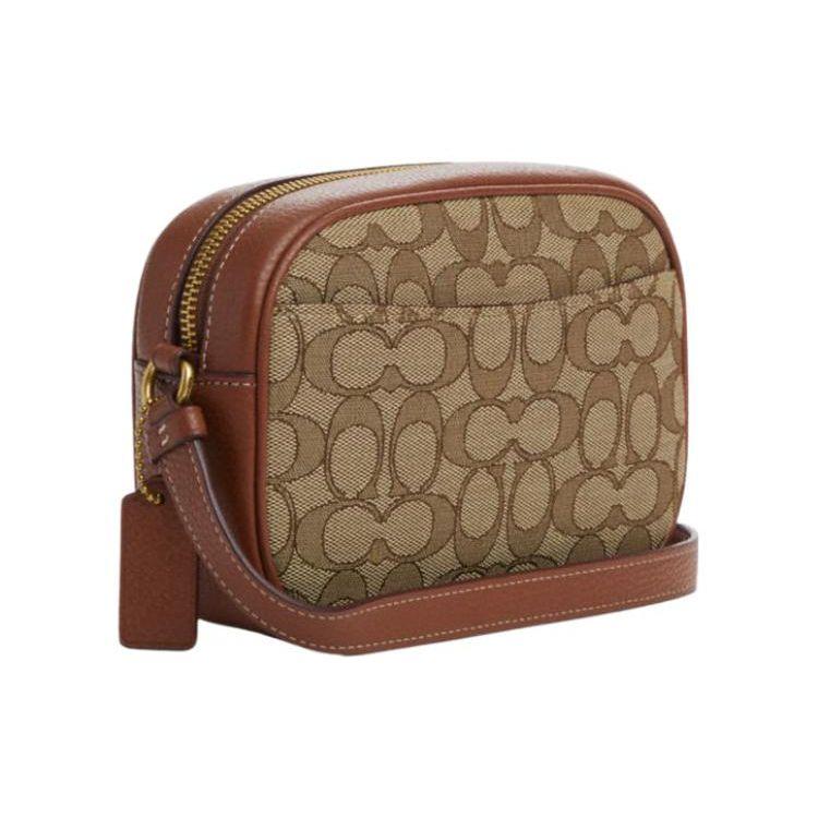 Coach X Disney Jamie 19 Collaboration Classic Monogram Mickey Print Faux Leather Shoulder Crossbody Bag Small Women Bags Khaki Mahogany CN034-B4R3U