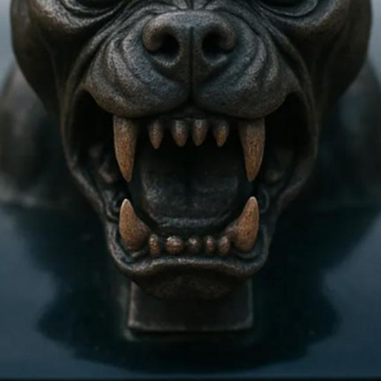 Demon Dog Car Hood Ornament Resin Sculpture with Red Eyes And Fangs Weather-Resistant Automotive Decor for Sedans Trucks Jeeps