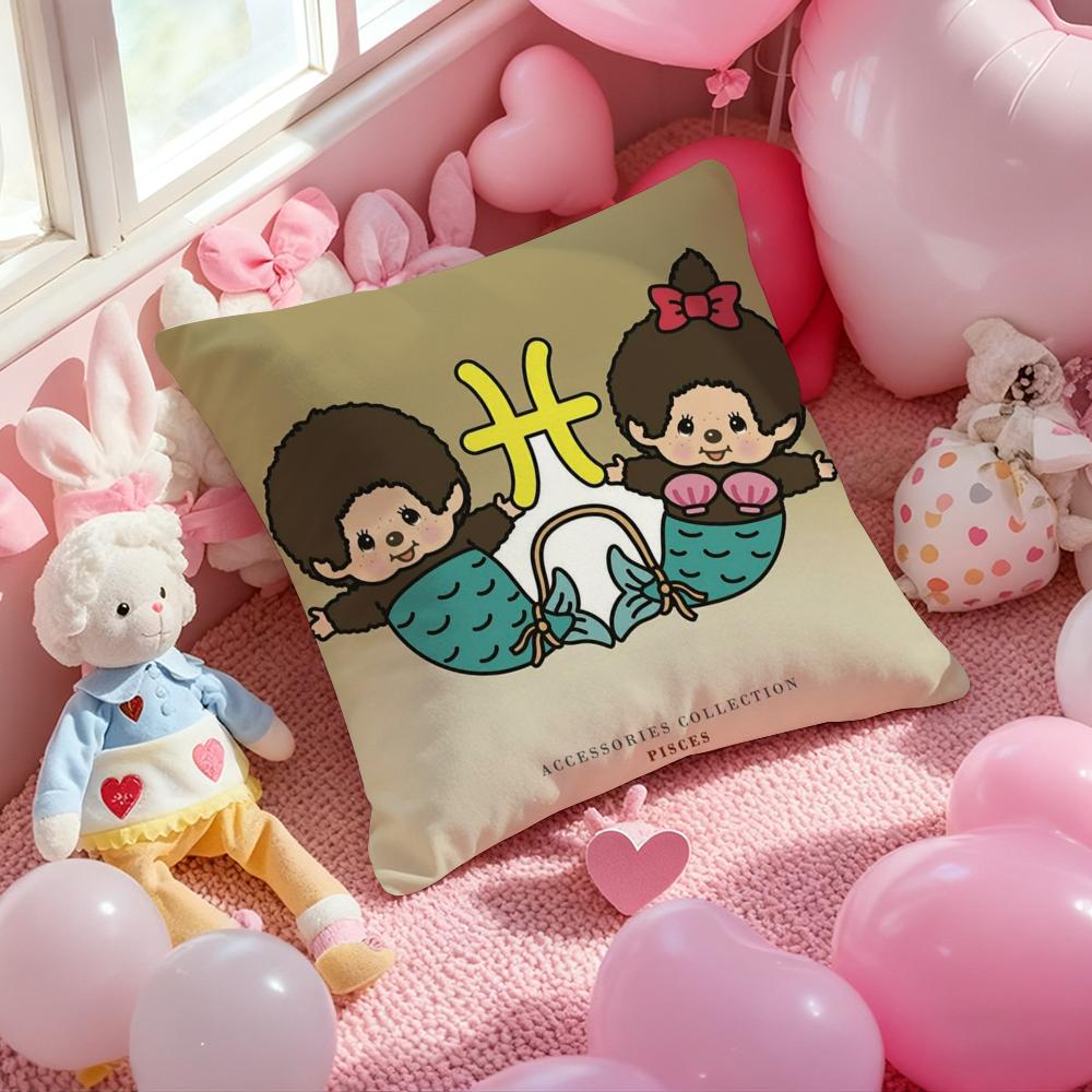 M-MonchhIChisS Cartoon Cushion Cover Pattern Printed Pillowcase for Living Room Sofa Cushion Cover & Bedroom Decor