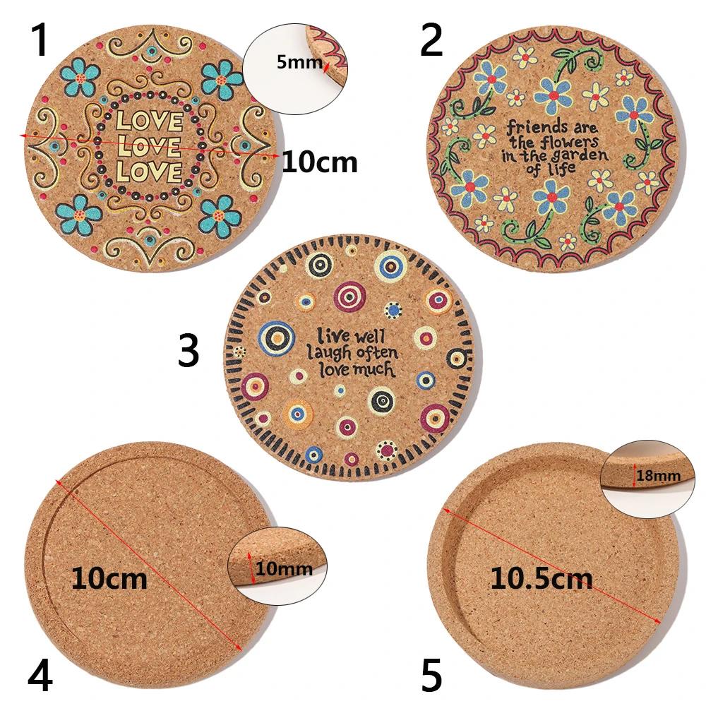 Durable Household Tea Coasters Mug Holder Non-slip Anti-hot Heat Pad Wooden Cup Mat Cork Coasters Heat Resistant